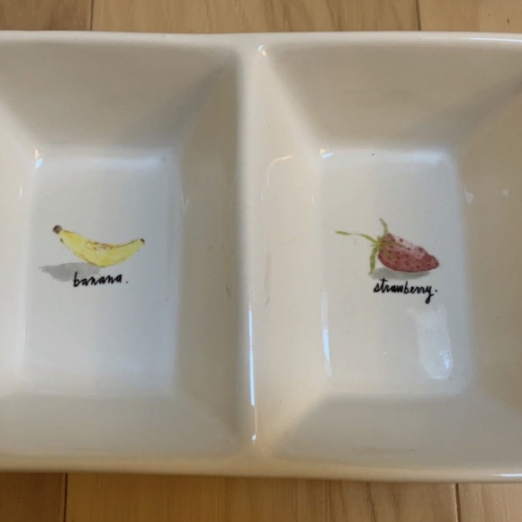 Rae Dunn Banana Strawberry Divided Ceramic Tray